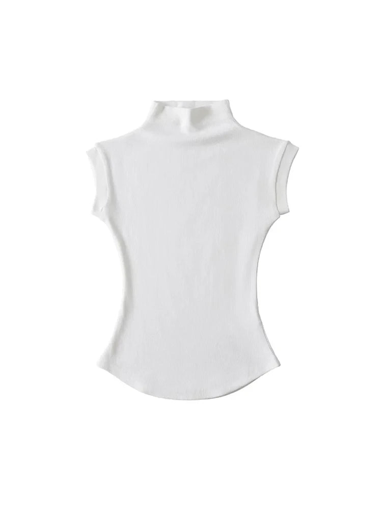 Sleeveless Turtleneck Top - Slim Fit Summer Tee