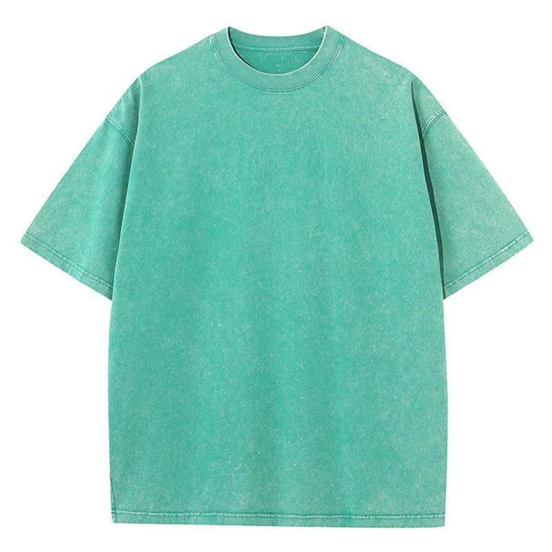 Oversized Cotton T-Shirt - Heavyweight Short Sleeve Tee - Green 1