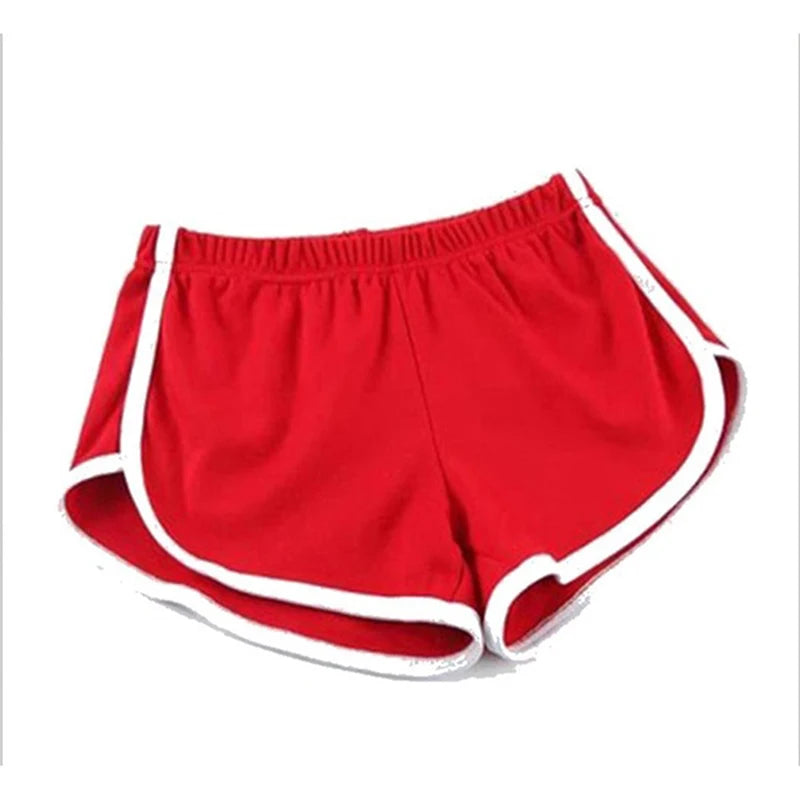 Women's Elastic Waist Shorts - Casual Athletic Short Pants - Red