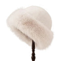 Women's Plush Winter Beanie - Faux Fur Cold Weather Hat - Milk Tea