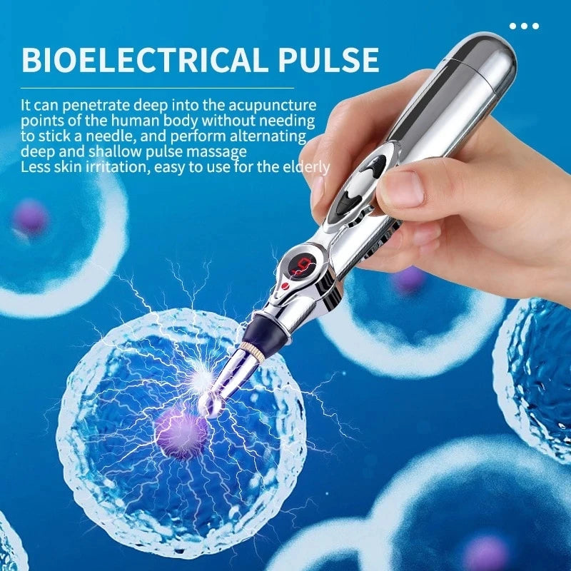 Electric Acupressure Pen – Meridian Massage Tool with Multi-Head Tips