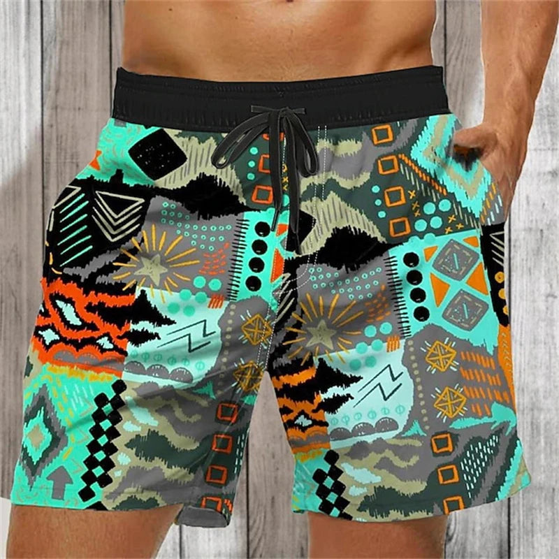 Graffiti Print Board Shorts - Lightweight Beach Swim Trunks - Style Fya26771