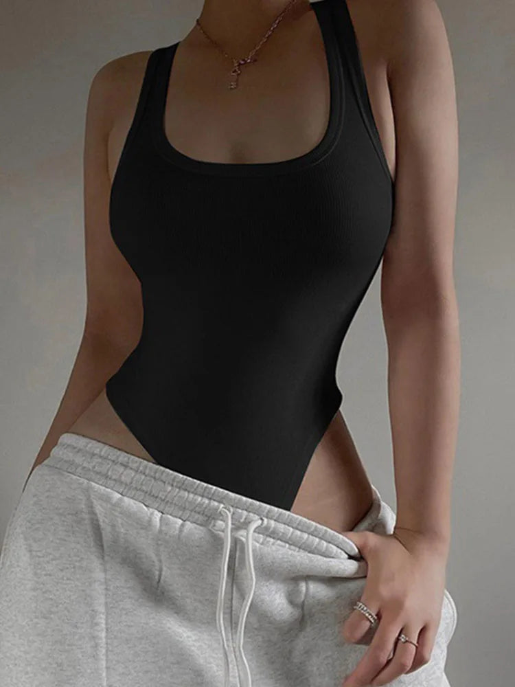 Women's Halter Knit Bodysuit – Stretch Fit for Clean Summer Looks