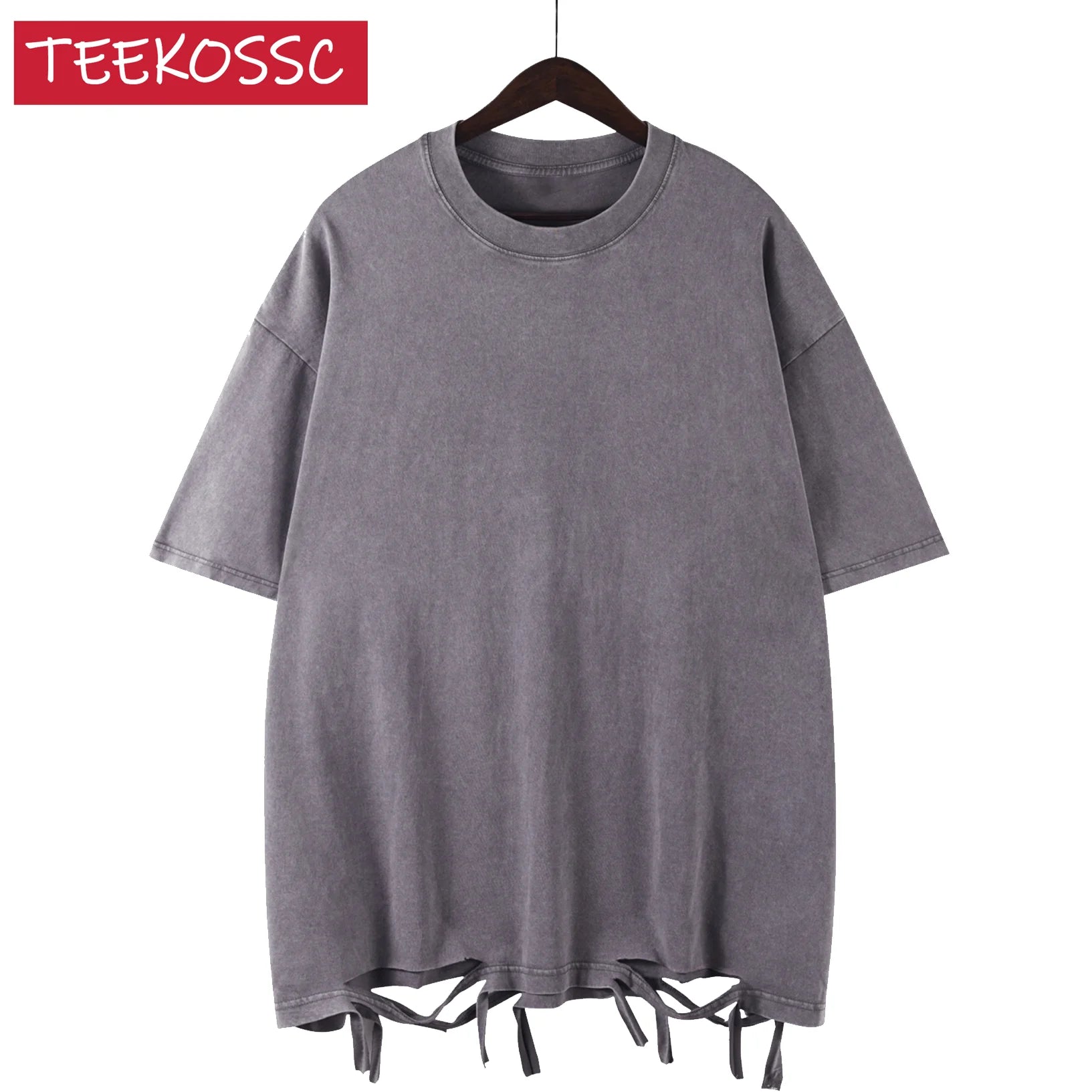 Oversized Cotton T-Shirt - Heavyweight Short Sleeve Tee - Gray