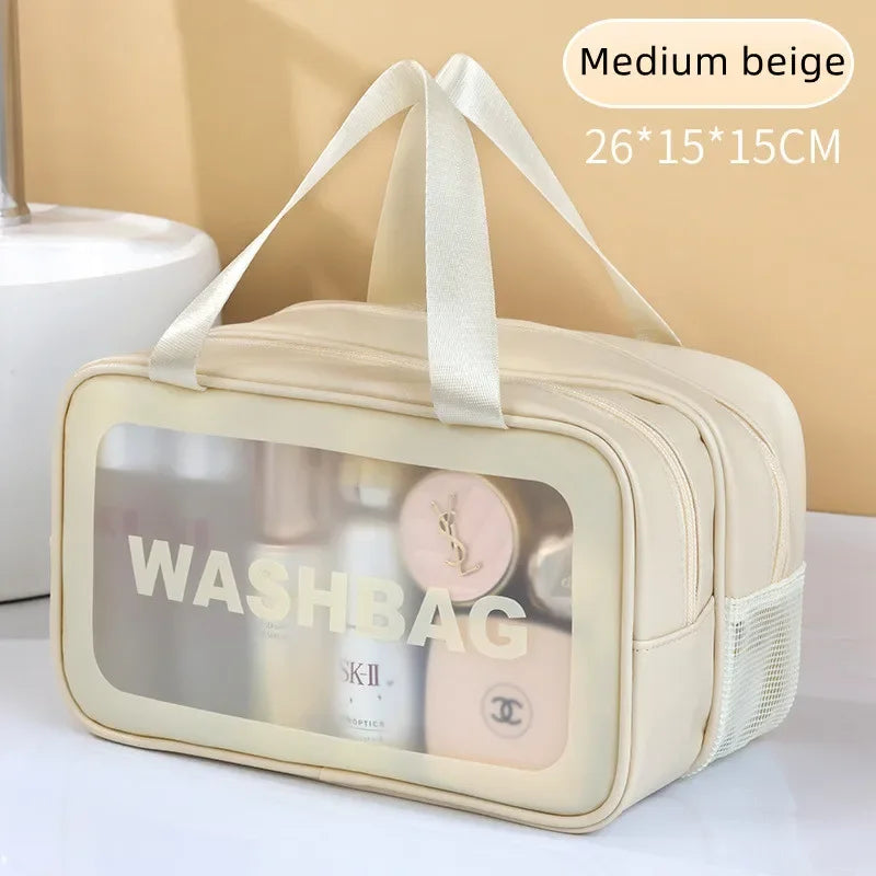 Transparent Travel Makeup Bag – Dry-Wet Storage for Toiletries