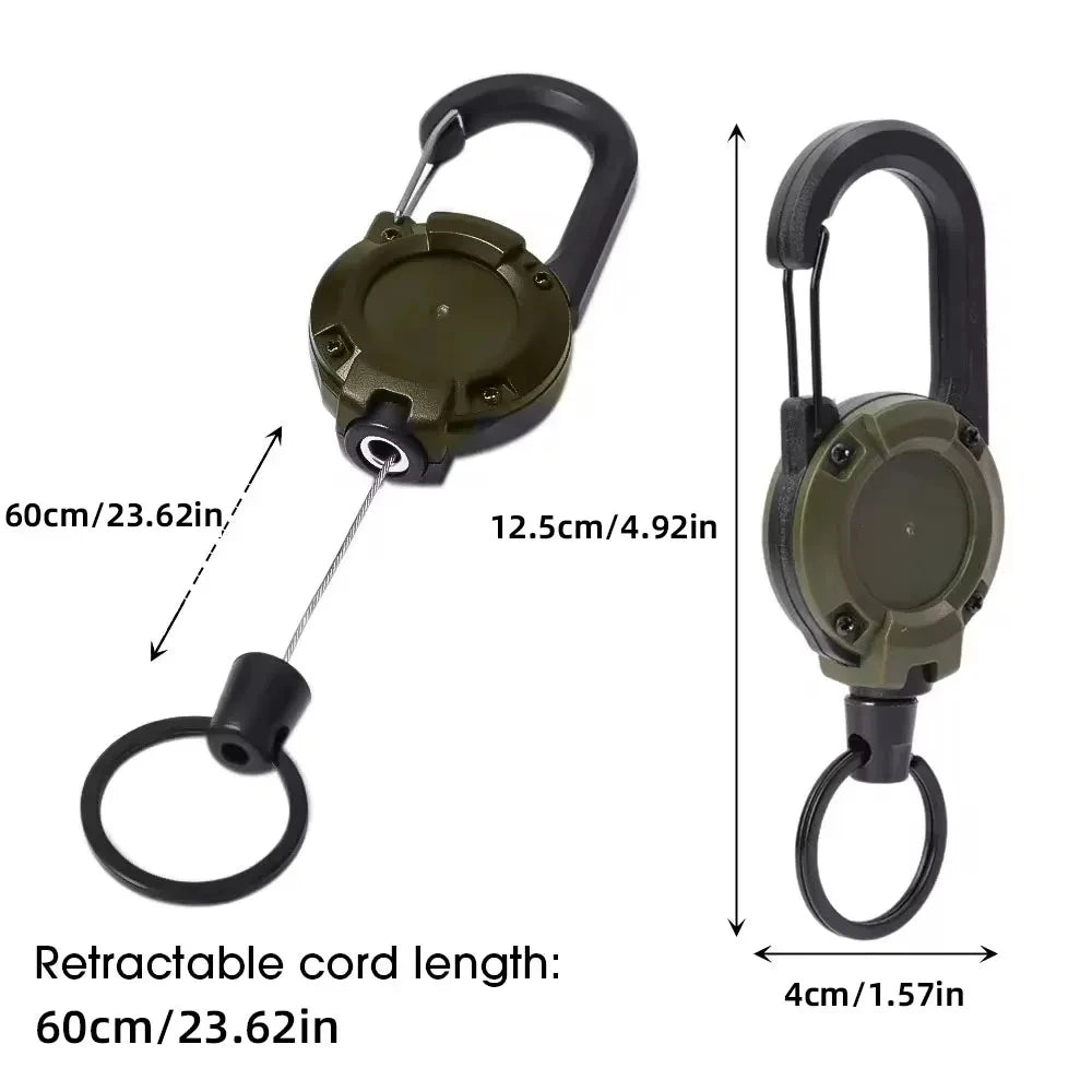 Retractable Keychain Reel - Carabiner Pull Cord Holder for Gear Organization