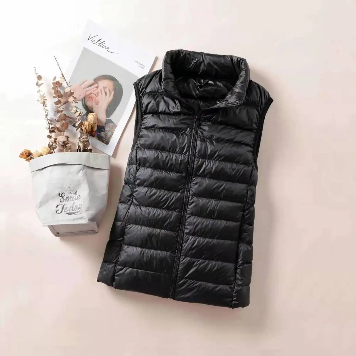 Women's Lightweight Sleeveless Vest - Zip Front Layering Jacket