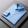 Men's Long Sleeve Casual Shirt - Solid Button-Front Top - Light Blue