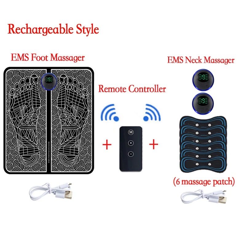 EMS Foot Massager Pad – USB Relaxation Mat with 8 Modes for Home