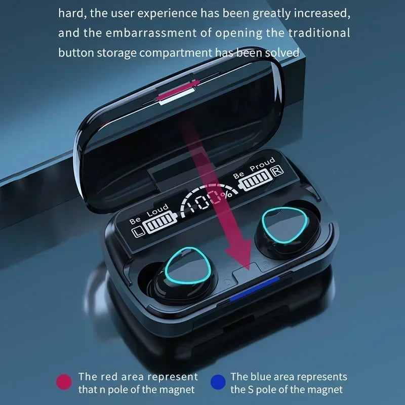 Wireless Bluetooth Earbuds with LED Charging Case – M10