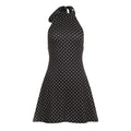 Polka Dot Halter Dress - Sleeveless Mini Party Dress - Black