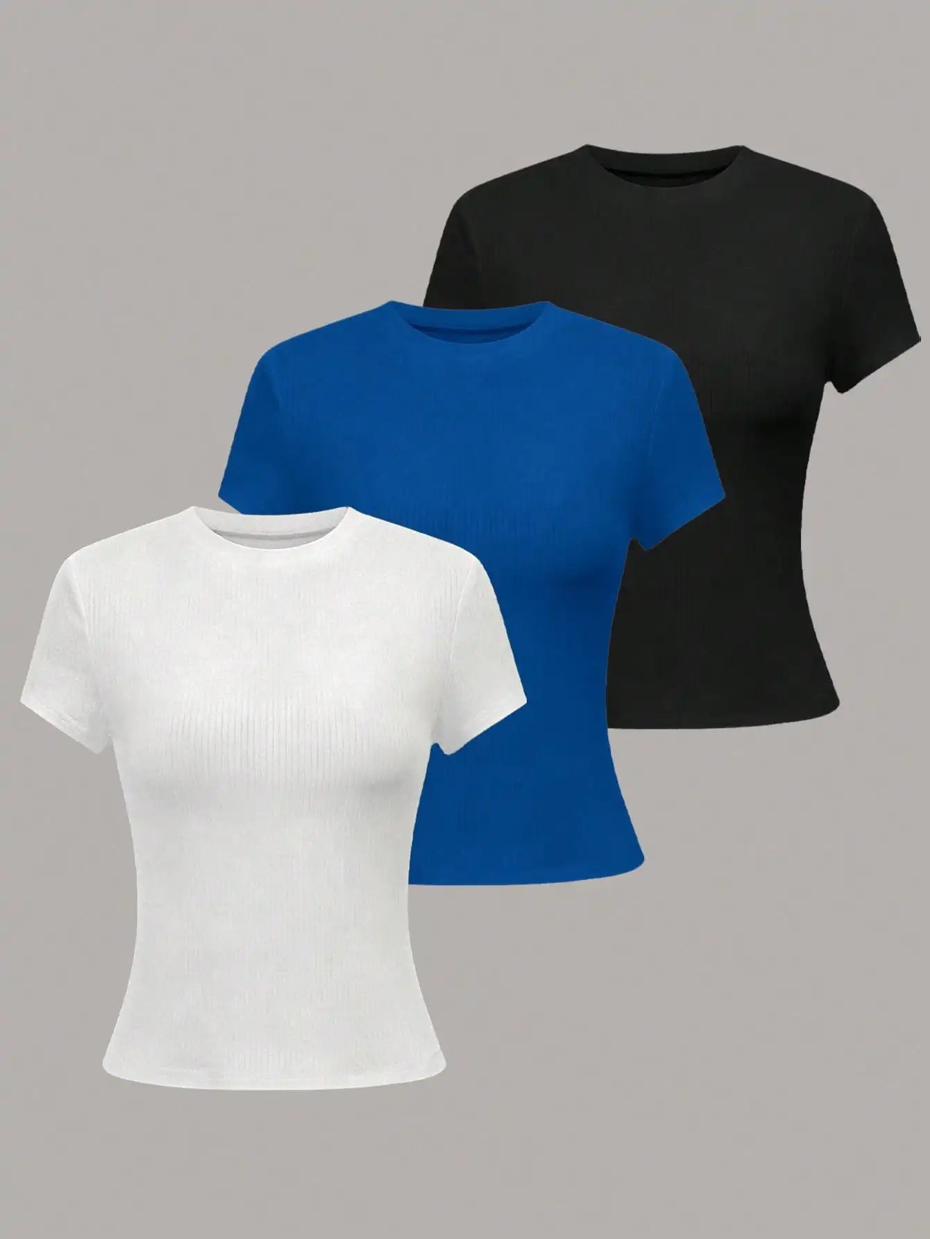 Women's Basic T-Shirt - Solid Short Sleeve Minimalist Top - Multicolor-7