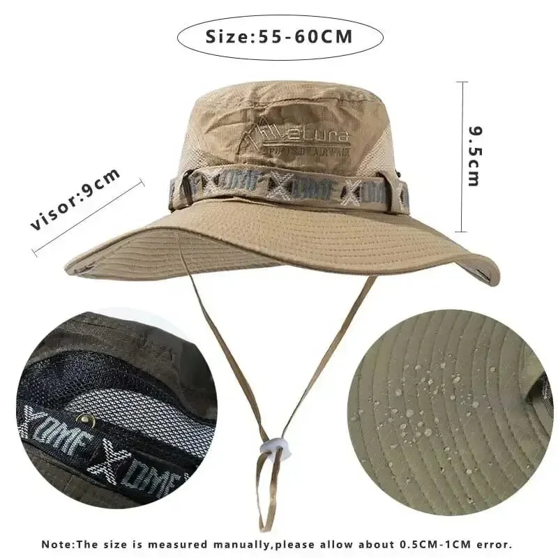 Men's Bucket Hat - Mesh Fisherman Cap for Outdoor Wear