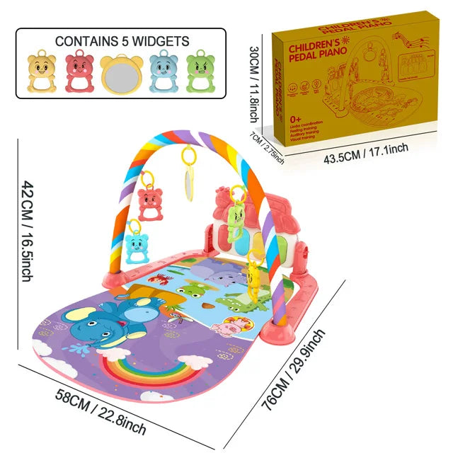 Baby Piano Play Gym - Music Activity Mat With Toy Bar - Set 10
