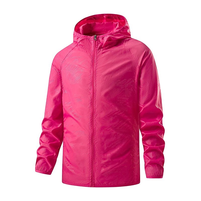 Packable Hiking Windbreaker - Lightweight Unisex Jacket - Unisex Rose Red
