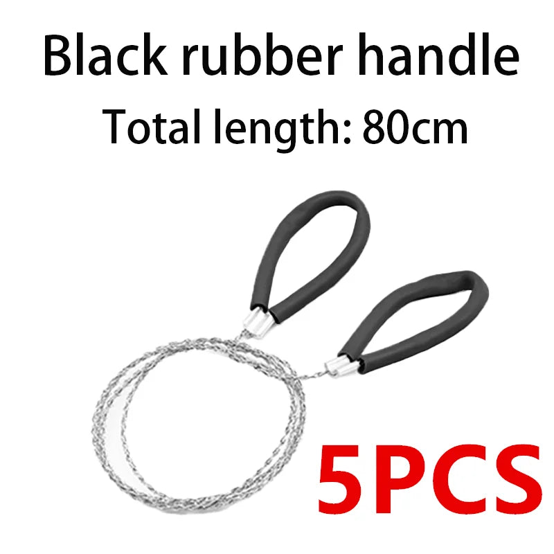 Portable Wire Saw - Stainless Steel Camping Hand Saw - Black 5 Pieces