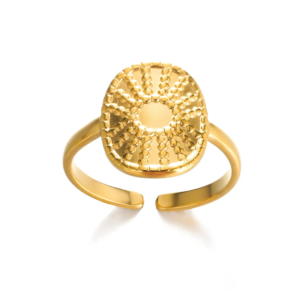Gold-Color Stainless Steel Ring - Classic Fashion Jewelry - Style Jz5357G / Gold Color