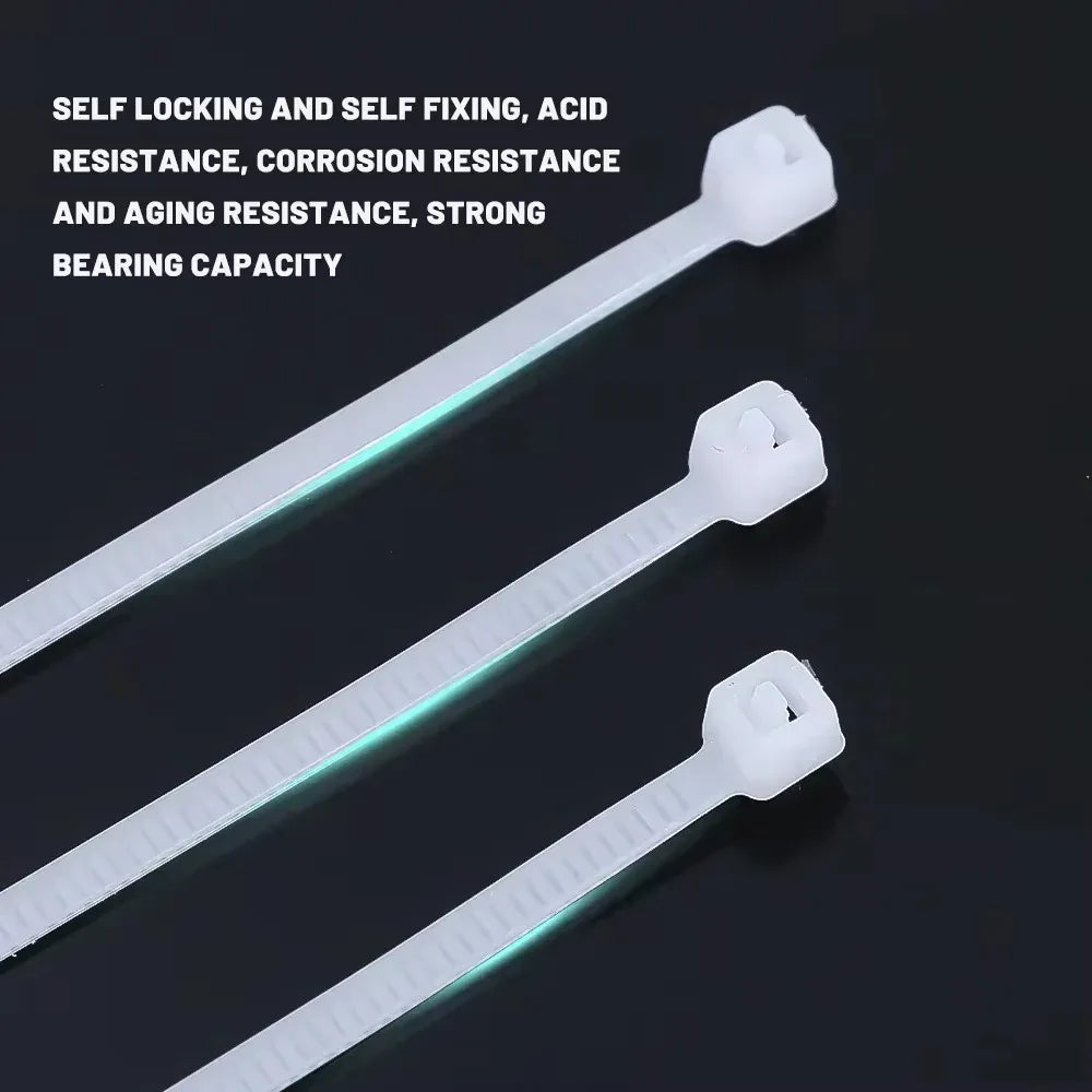 Nylon Cable Ties - 100-Piece Self-Locking Wire Straps