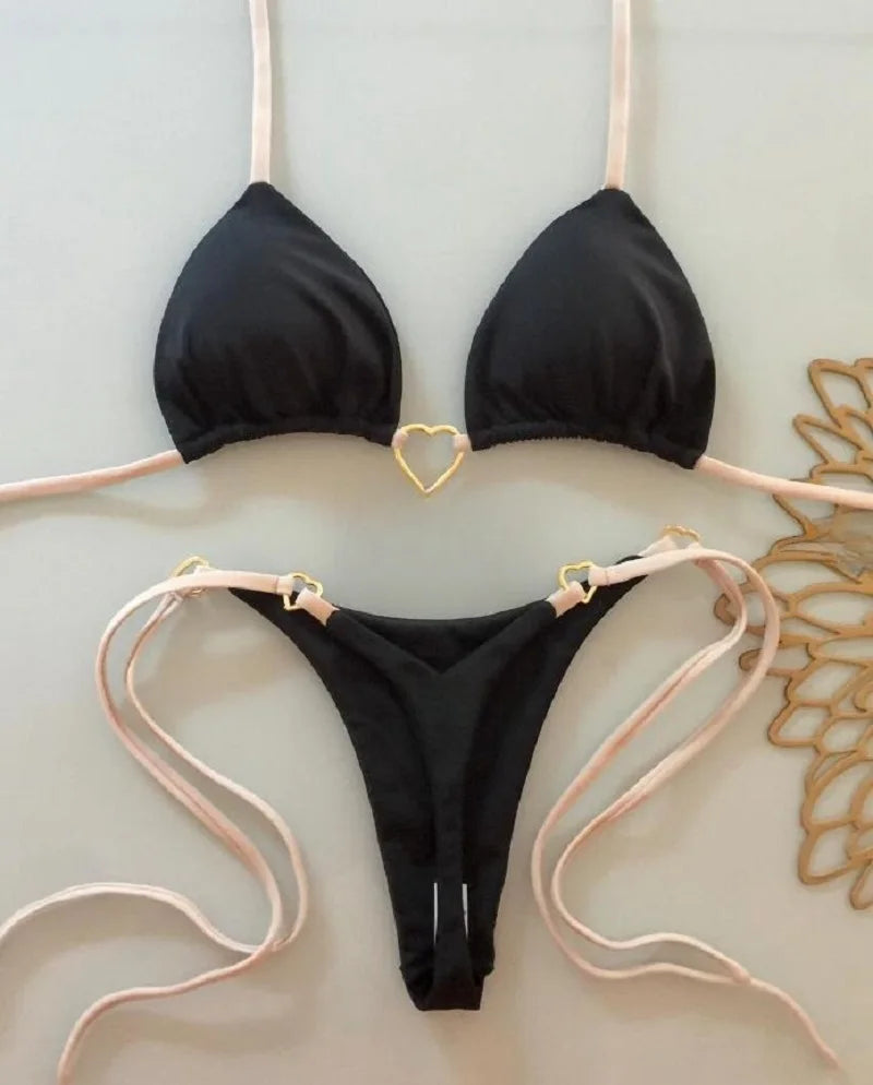 Women's Halter Triangle Bikini Set - Two-Piece Swimwear