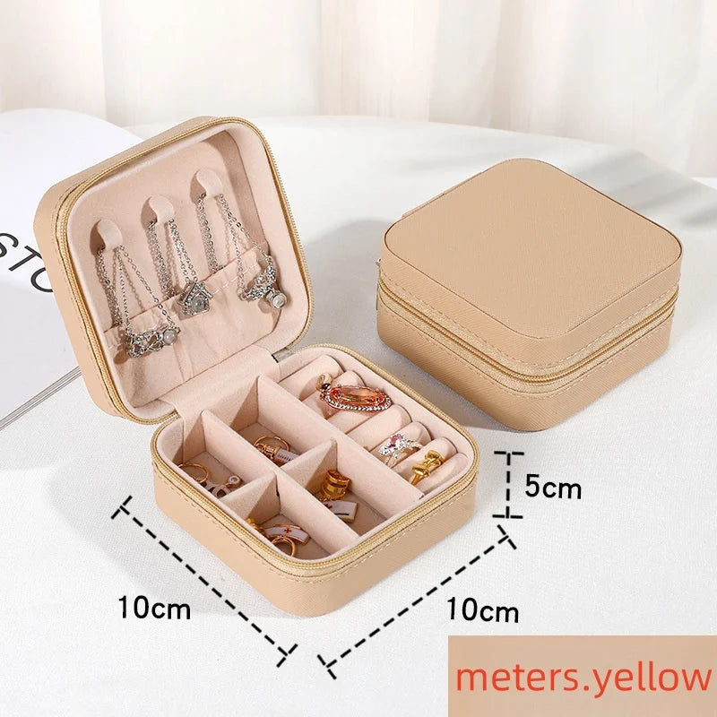 Mini Jewelry Organizer Box - Travel Case for Rings and Earrings - Yellow