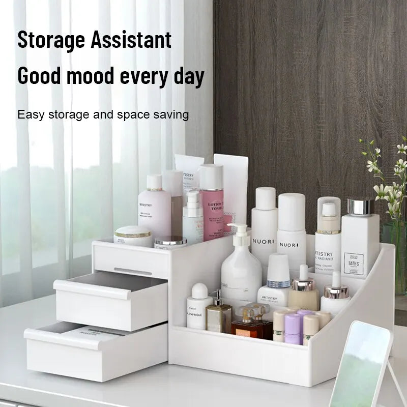 White Drawer Makeup Storage Box - For Desk and Office Organization