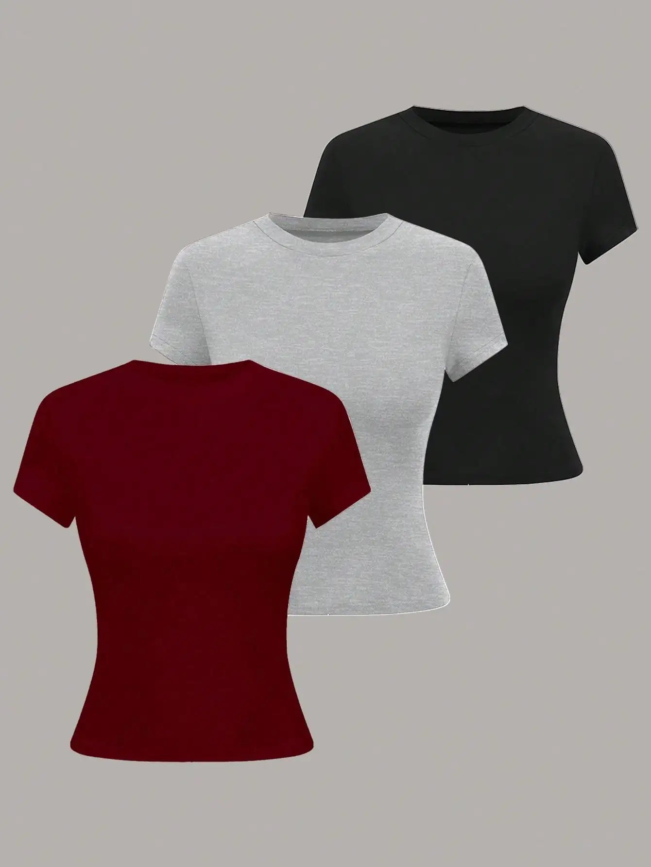 Women's Basic T-Shirt - Solid Short Sleeve Minimalist Top - Multicolor-15