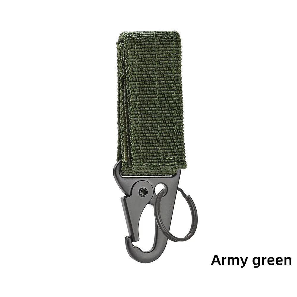 Camping Carabiner Clip - Nylon Webbing Hook for Keys and Gear - Army Green 1 Piece