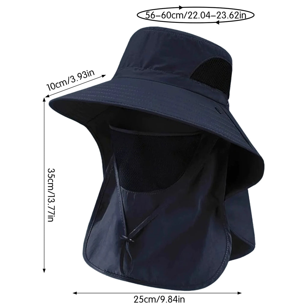 Wide Brim Sun Hat - Neck Cover for Fishing and Hiking
