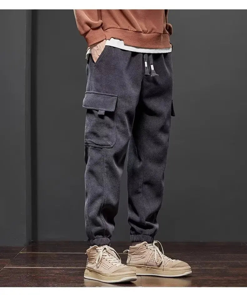 Men's Drawstring Cargo Joggers - Elastic Waist Casual Pants
