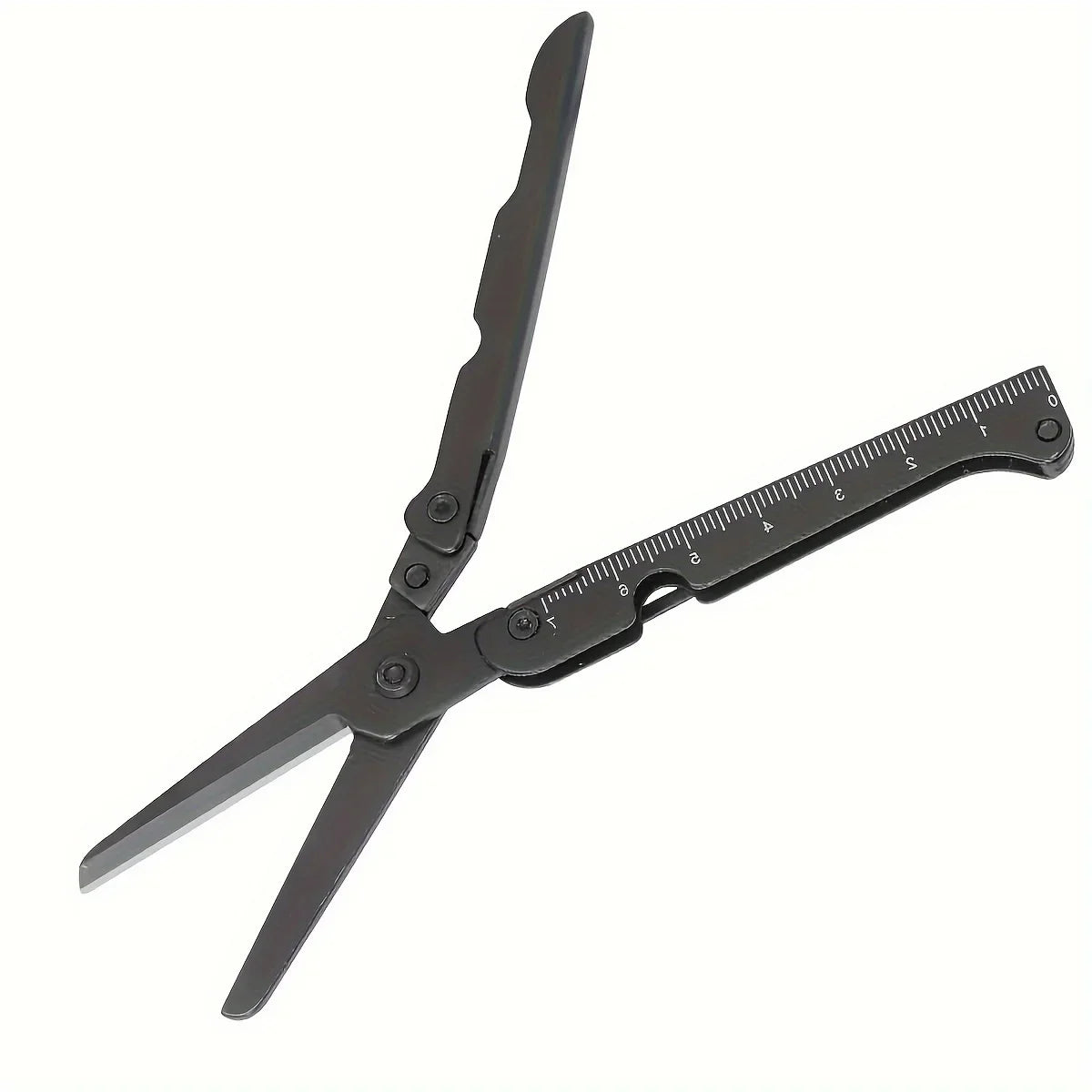 Folding Multi-Tool Scissors - Stainless Steel Camping Tool - Black1Pc