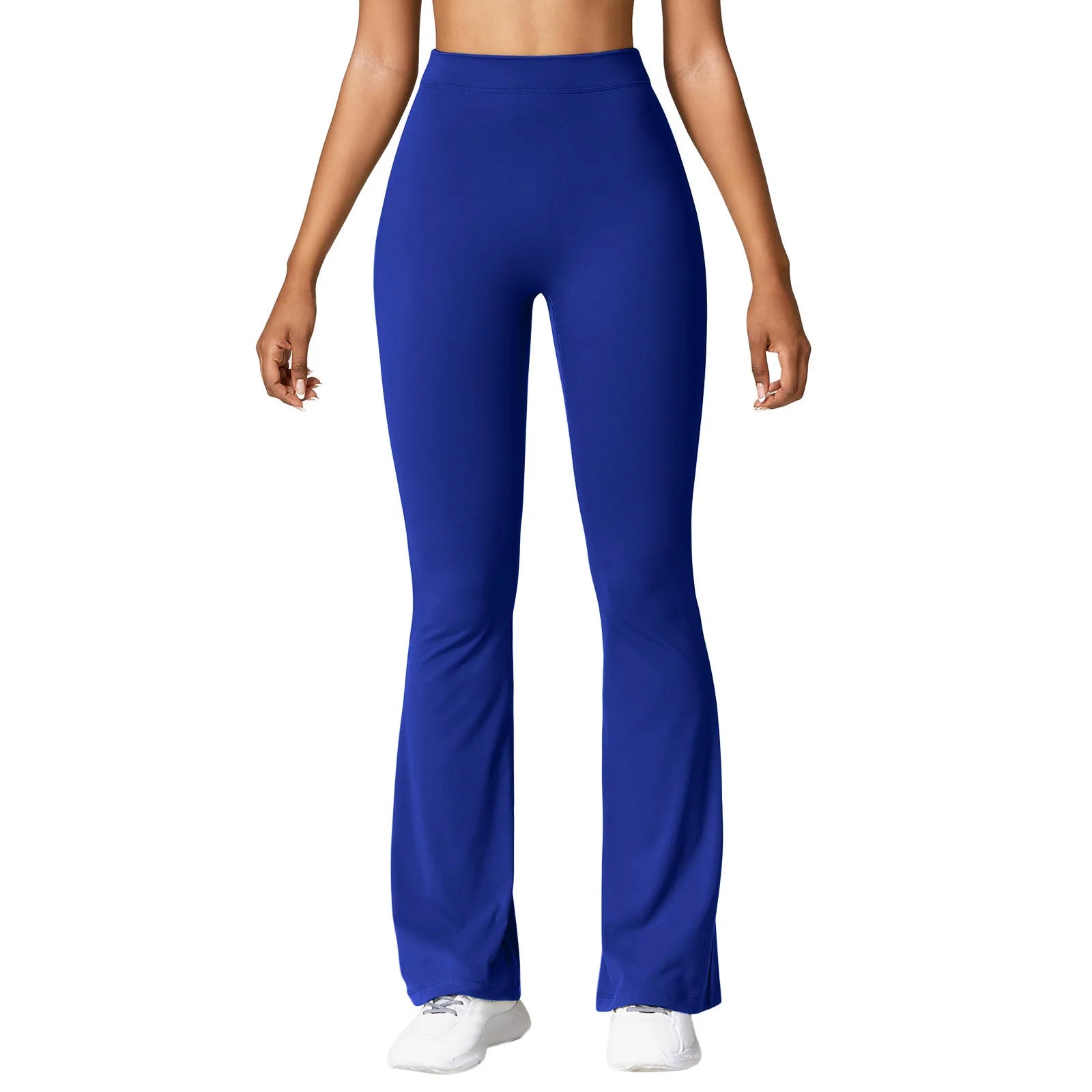 V-Back Waist Leggings - Solid Slim Casual Sports Pants - Blue