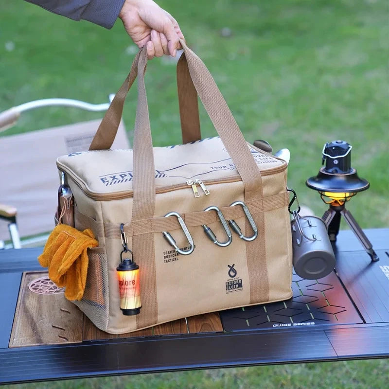 Insulated Camping Storage Bag - 30-42 L Picnic Organizer