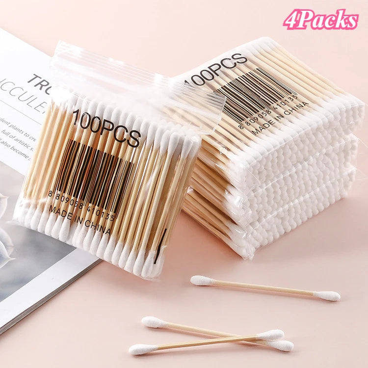 Wooden Cotton Swabs - Multi-Pack Ear and Cleaning Buds