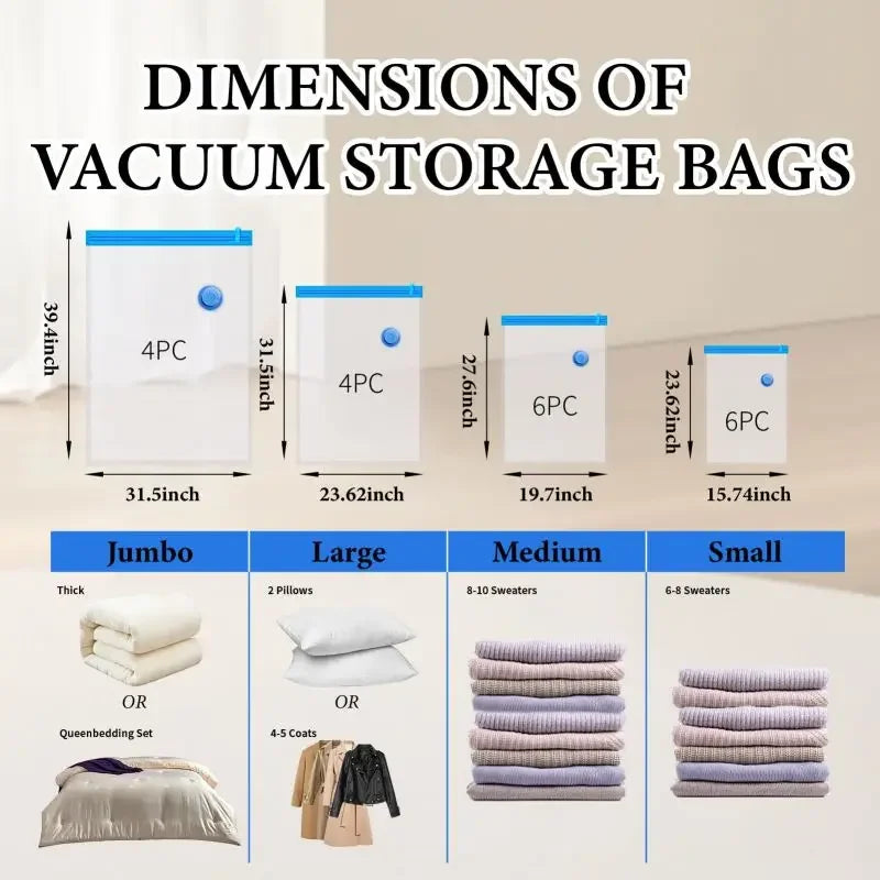 Vacuum Storage Bags Space Saver - For Travel and Daily Carry