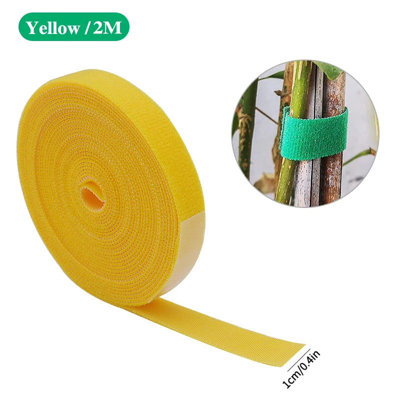 Garden Plant Ties - Nylon Hook-and-Loop Support Tape - Yellow