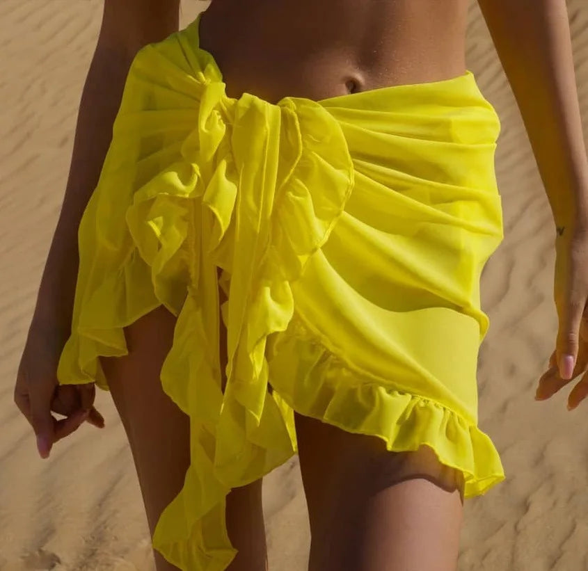 Women's Ruffle Bikini Cover-Up - Short Beach Sarong Skirt