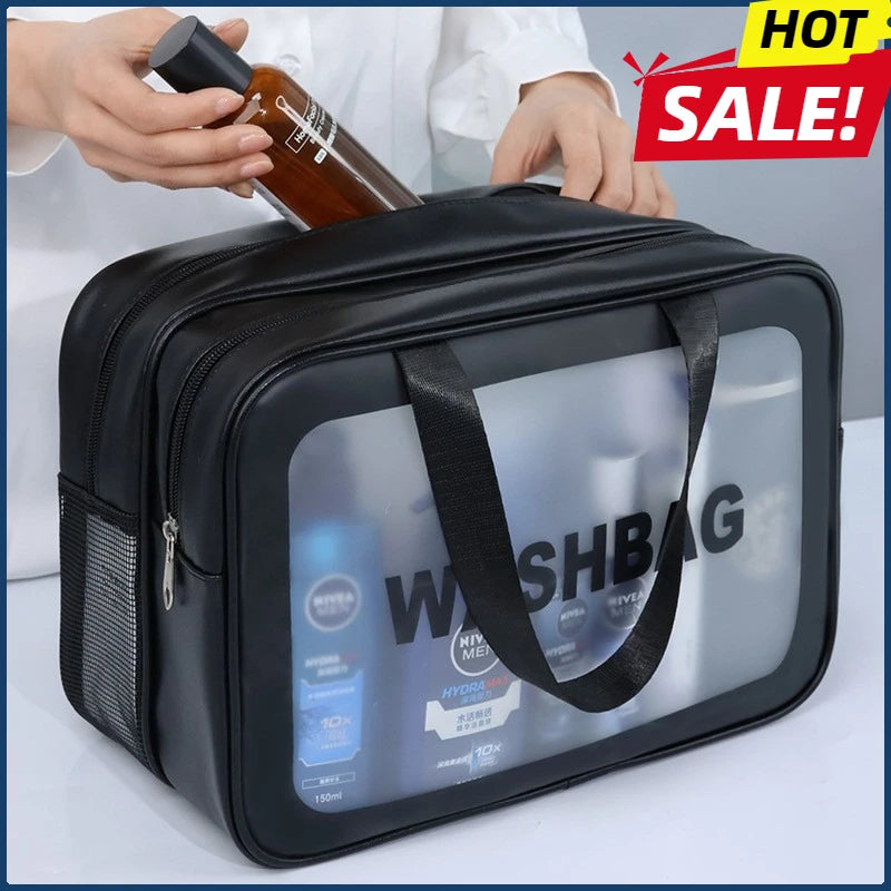 Transparent Travel Makeup Bag – Dry-Wet Storage for Toiletries