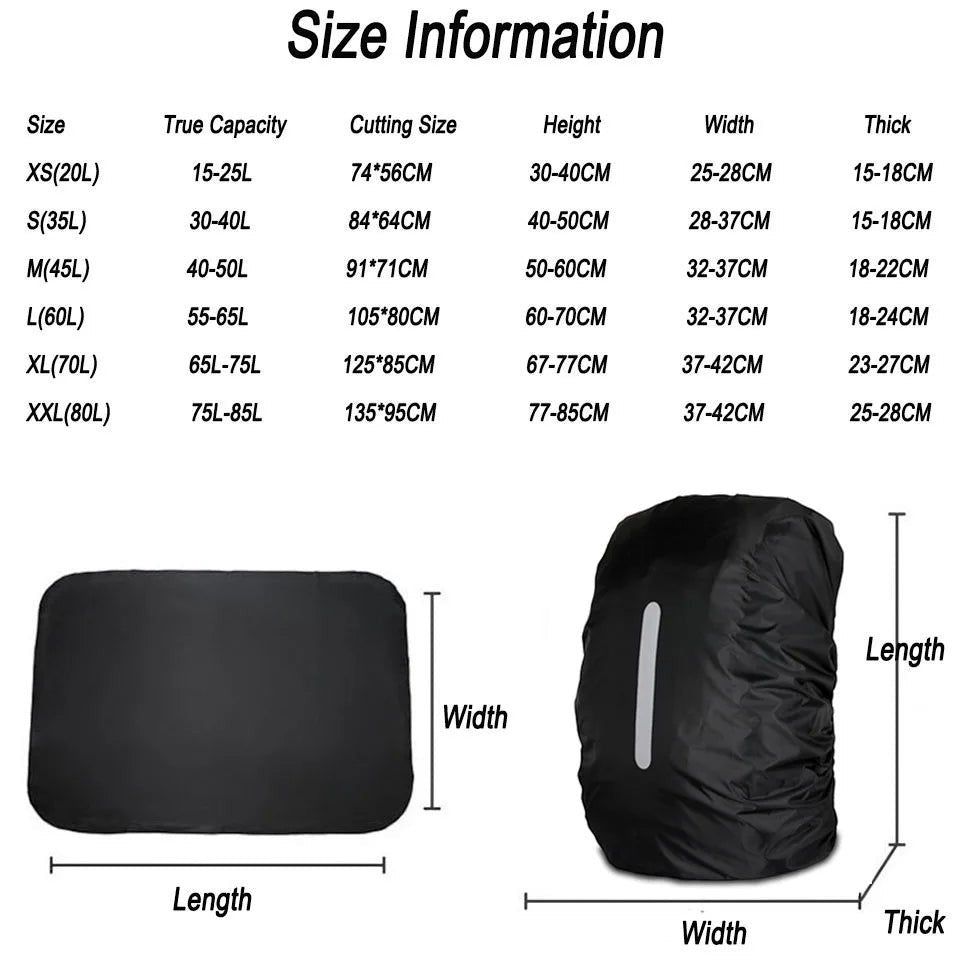 Backpack Rain Cover - 20L-80L Outdoor Pack Cover