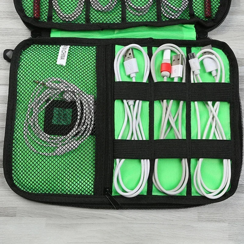 Black Green Storage Bag Electronic - For Travel and Daily Carry