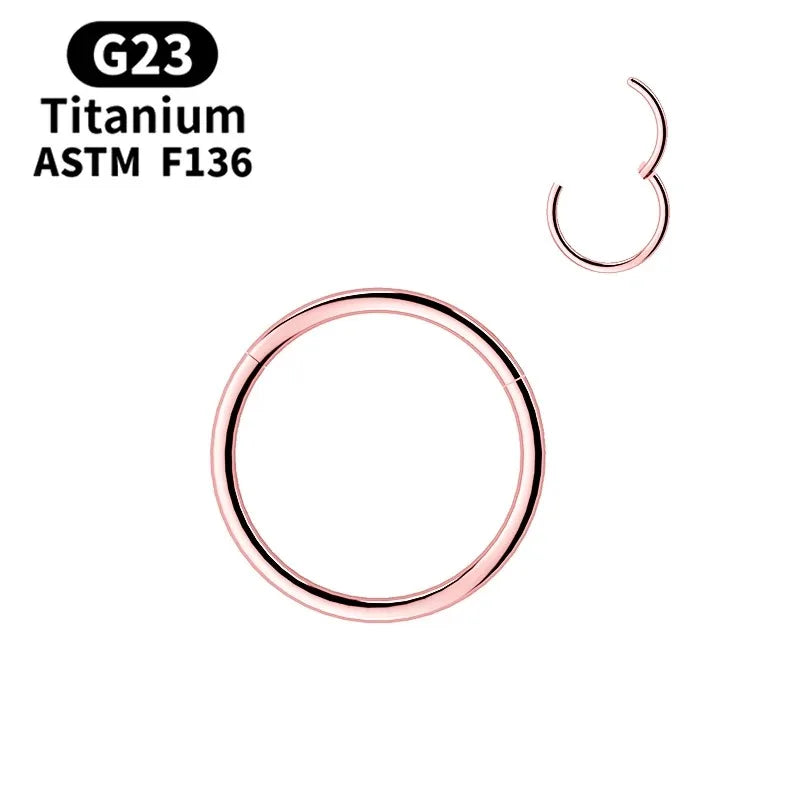Titanium Hinged Nose Hoop - Body Jewelry Ring - S5-1 Piece-Rose