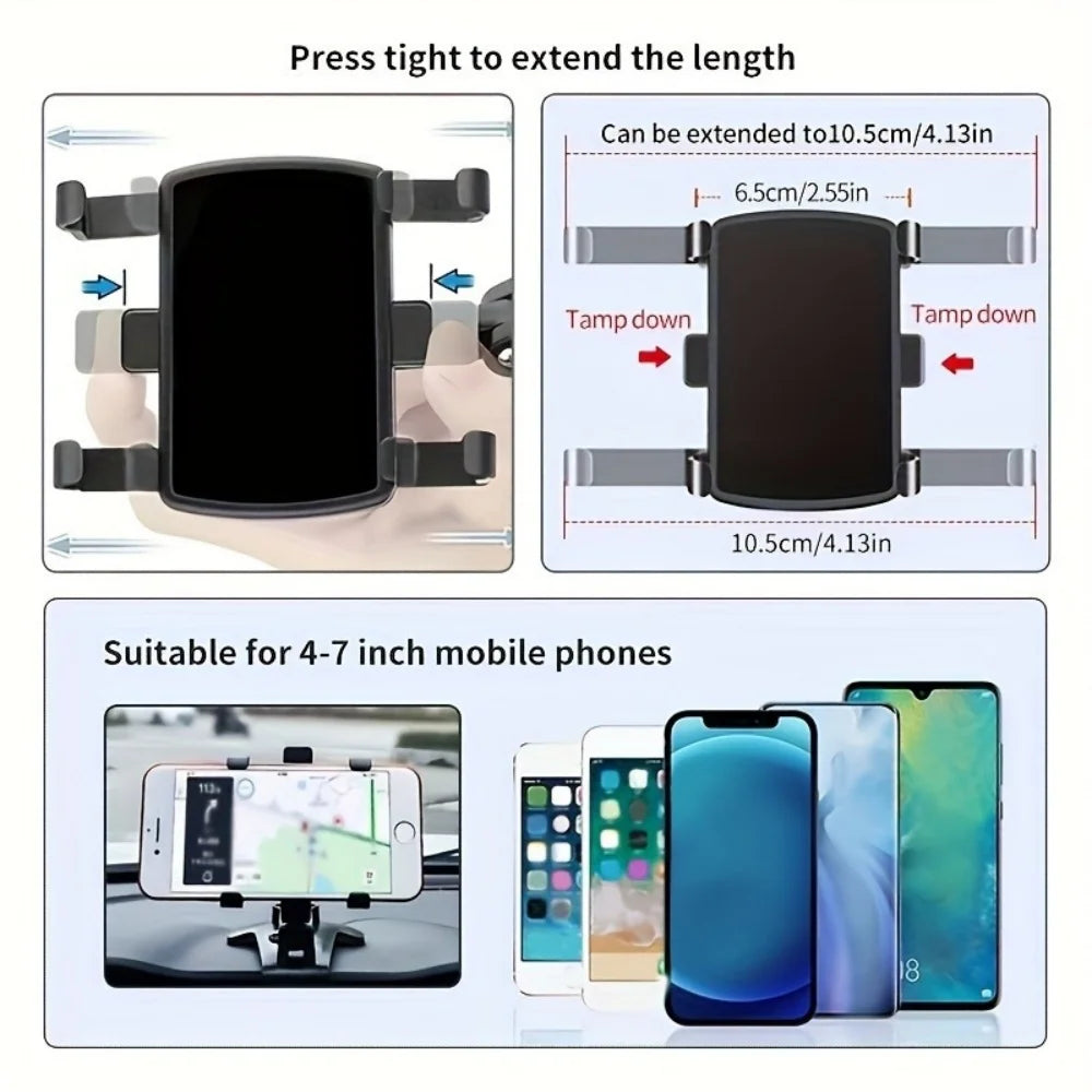 Dashboard Clip Car Phone Holder – Secure Grip Phone Stand for Cars