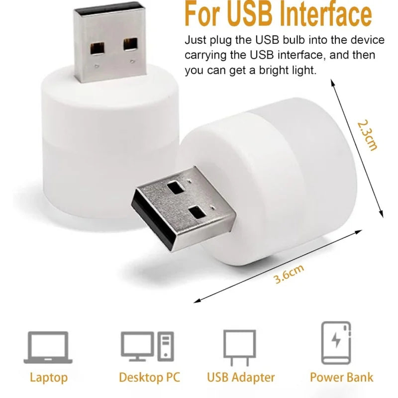 USB Mini Night Light - Plug-In LED Reading Lamp