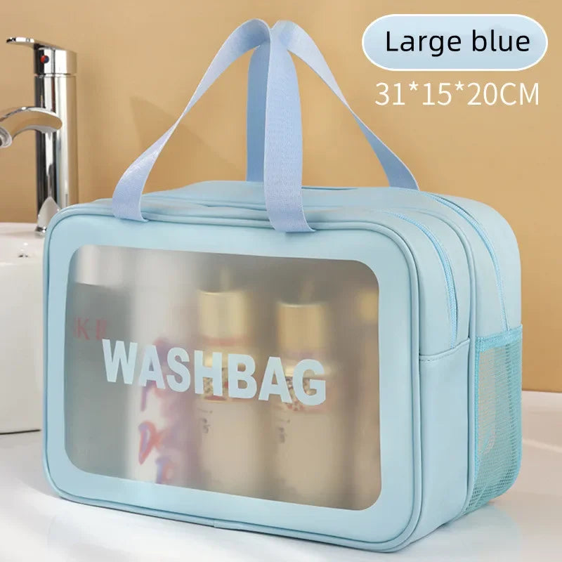 Transparent Travel Makeup Bag – Dry-Wet Storage for Toiletries