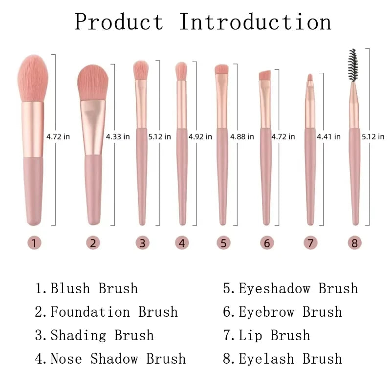 Mini Makeup Brush Set - 8-Piece Foundation and Eye Kit