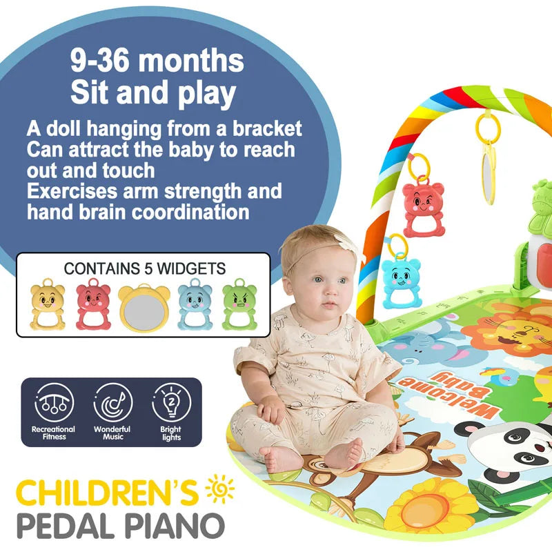 Baby Piano Play Gym - Music Activity Mat With Toy Bar