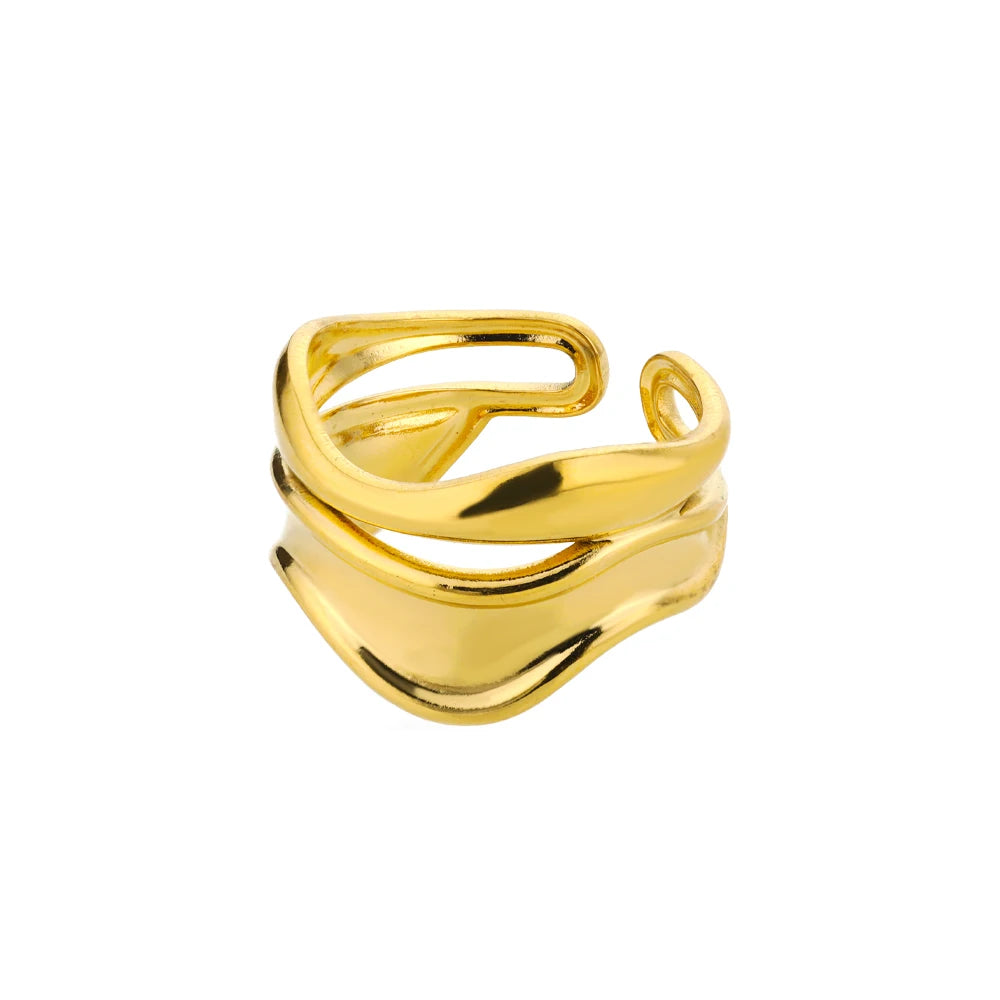 Gold-Color Stainless Steel Ring - Classic Fashion Jewelry - Style Jz2238G / Gold Color