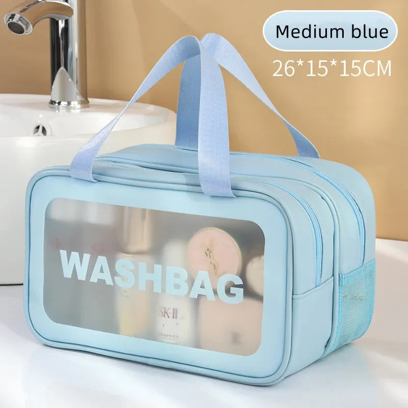 Transparent Travel Makeup Bag – Dry-Wet Storage for Toiletries