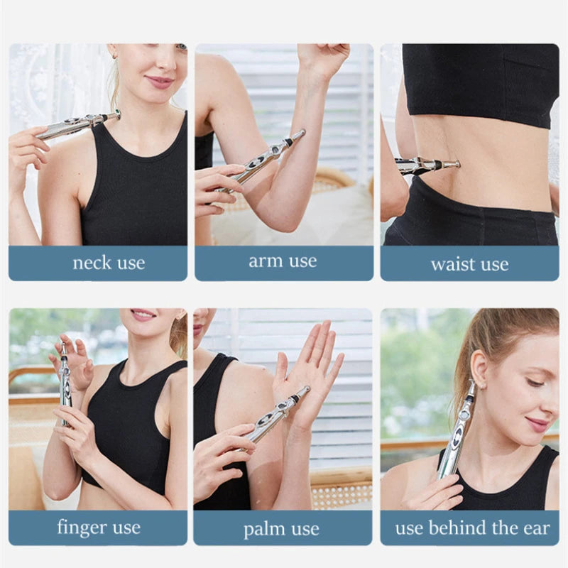 Electric Acupressure Pen – Meridian Massage Tool with Multi-Head Tips