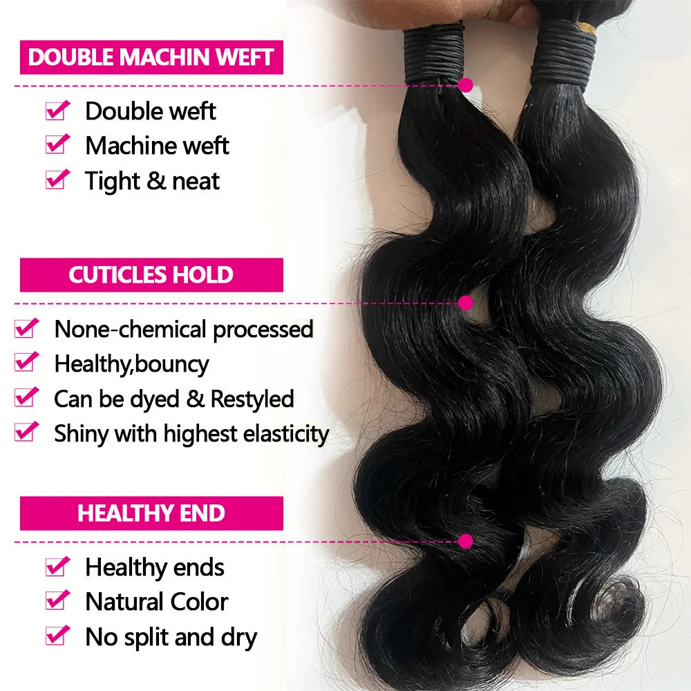 Body Wave Hair Bundles - Natural Color Human Hair Weave