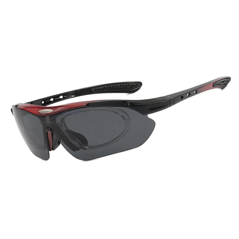 Sport Sunglasses - Polarized Outdoor Glasses for Active Wear - Model 2 Red Gray